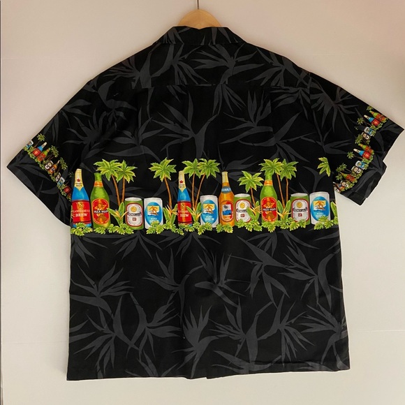 RJC Hawaiian Men’s Shirt Black Beer Bottles sz L - Picture 3 of 6
